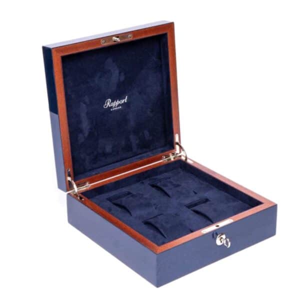 Heritage 4 Blue Watch Box Open Front Angle