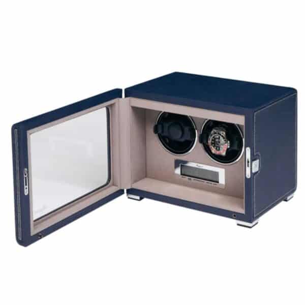 Quantum Duo Blue Watch Winder Angle Open