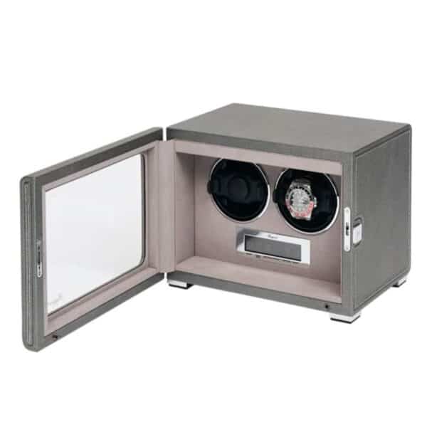Quantum Duo Silver Watch Winder Angle Open