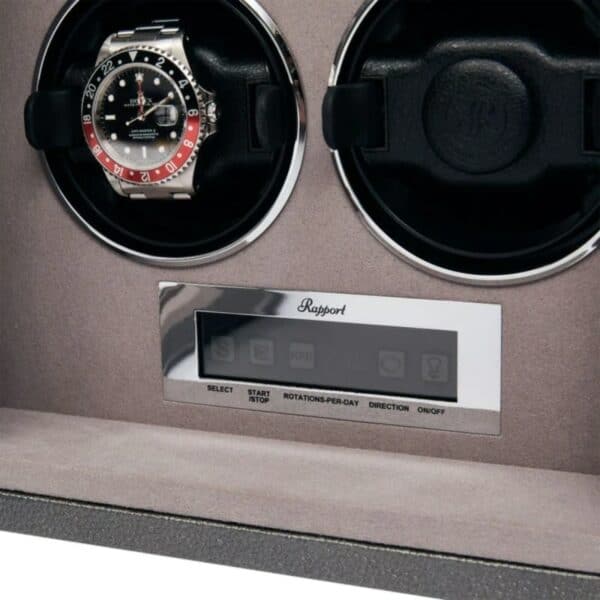 Quantum Quad Silver Watch Winder Front Angle Detail