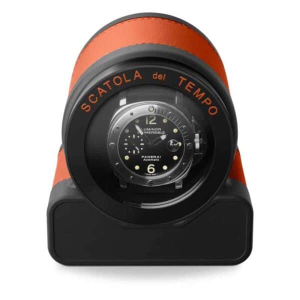 Rotor One Watch Winder Racing Orange Black Bezel Front