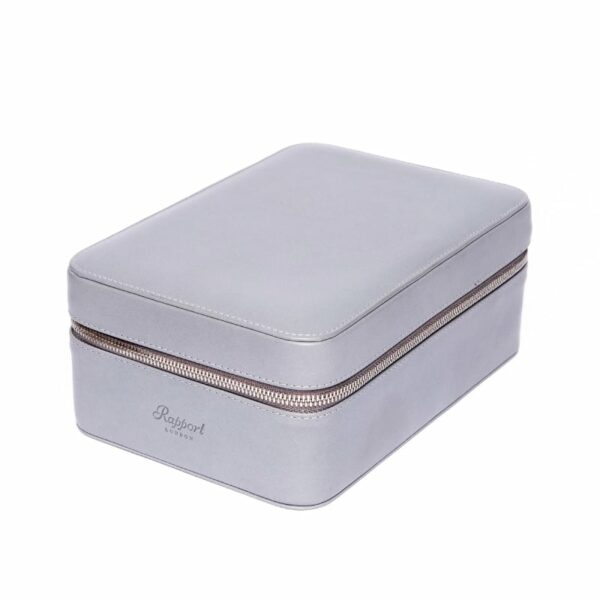 Hyde Park Quad Watch Box Grey Zip Case Front Angle Closed