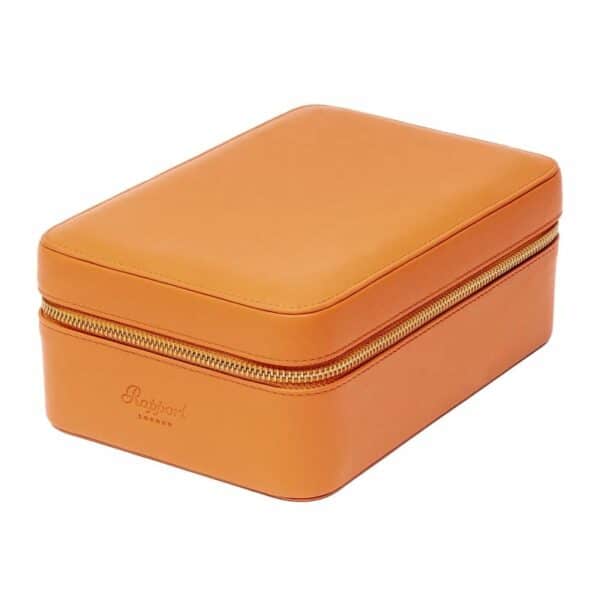 Hyde Park Quad Watch Box Tan Zip Case Front Angle Closed