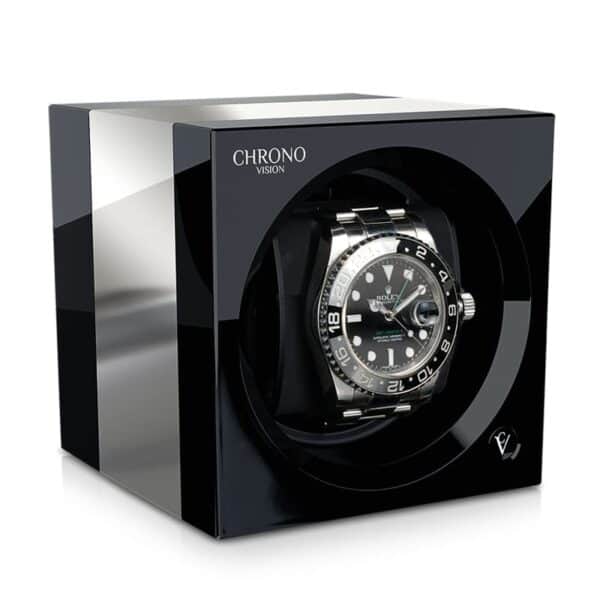 ChronoVision One Black Gloss Chrome Front Angle Watch