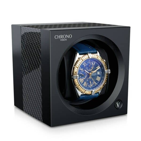 ChronoVision One Black Silk Carbon Front Angle Watch