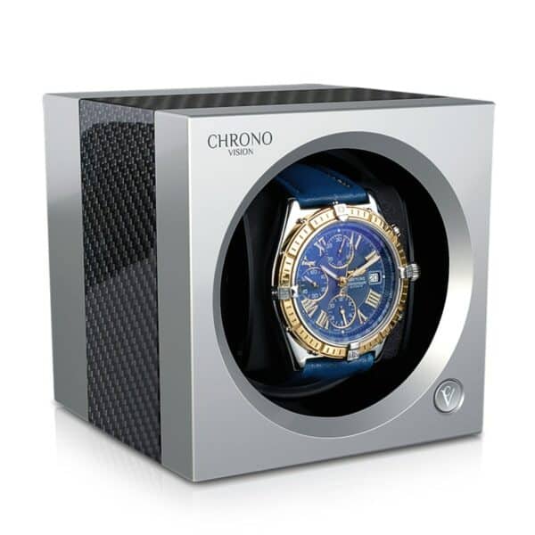 ChronoVision One Chrome Silk Carbon Front Angle Watch
