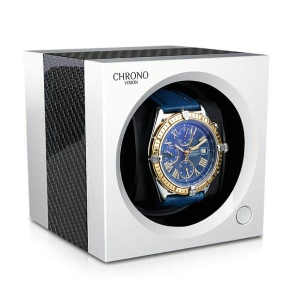 ChronoVision One White Silk Carbon Front Angle Watch
