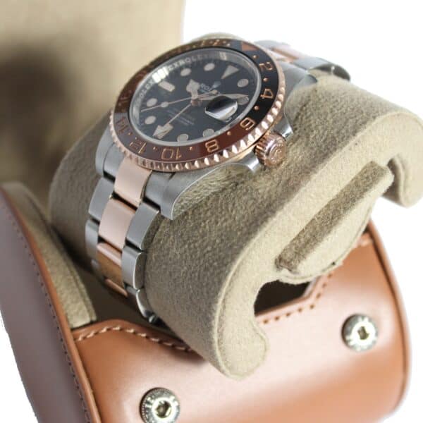 Leather Single Watch Roll in tan