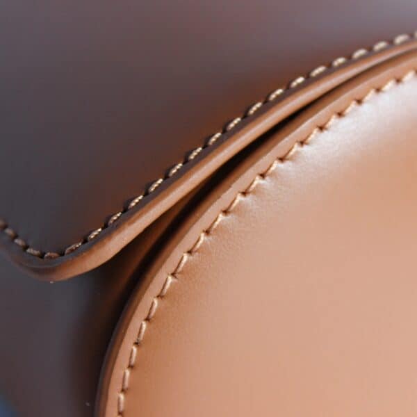 Leather Single Watch Roll in tan detail 3